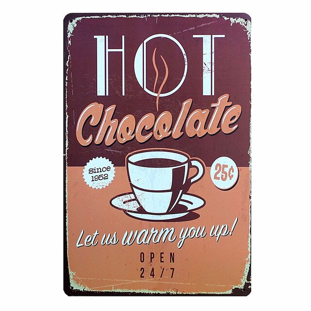 Holde roen drikke kaffe kafé butikk kjøkkeninnredning vintage blikkskilt shabby kunst hengende jernmalerier metallplaketter plateplakater: 12