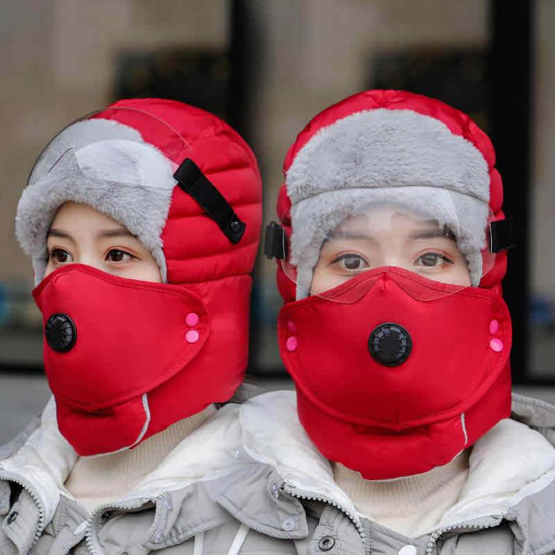 Cappello da aviatore invernale da uomo di moda cappello da aviatore da donna cappello da Lei Feng berretto da aviatore con occhiali ragazzo ragazza cuffia per cuffie: Rosso