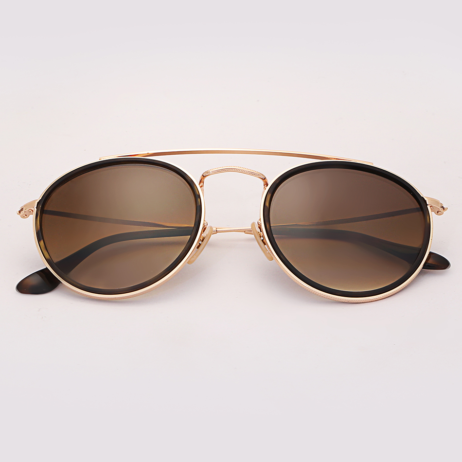 3647 Round double bridge sunglasses polarized men women 51mm mirror gradient glass lens TAC glasses sol gafas occhiali UV400