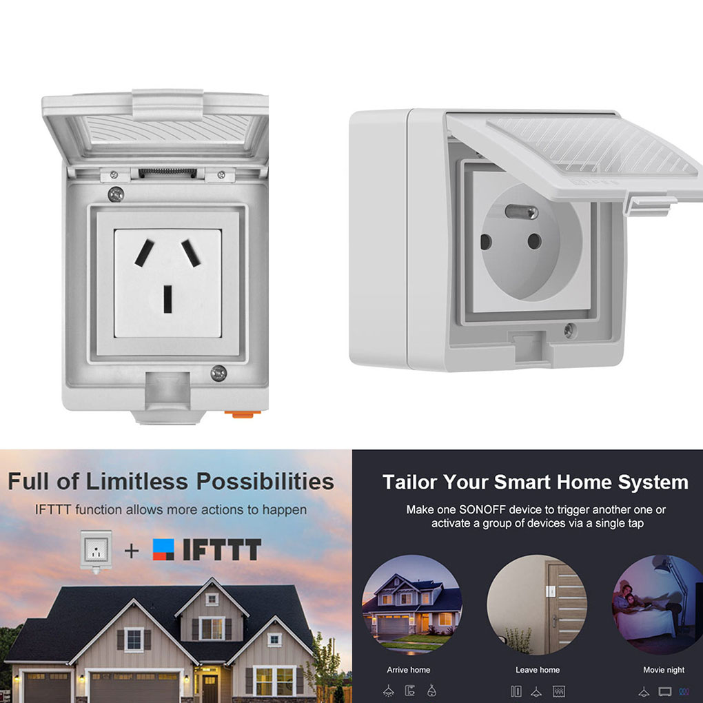SONOFF S55 WIFI inteligente a prueba de agua enchufe inalámbrico APP Control Home Socket EU Francia estándar AC100-240V