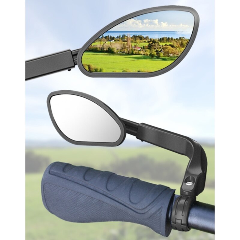 MTB Road Bike Handlebar Side Safety Rear View Mirror Bicycle Stainless Steel Lens Mirror 360 Degree Rotate