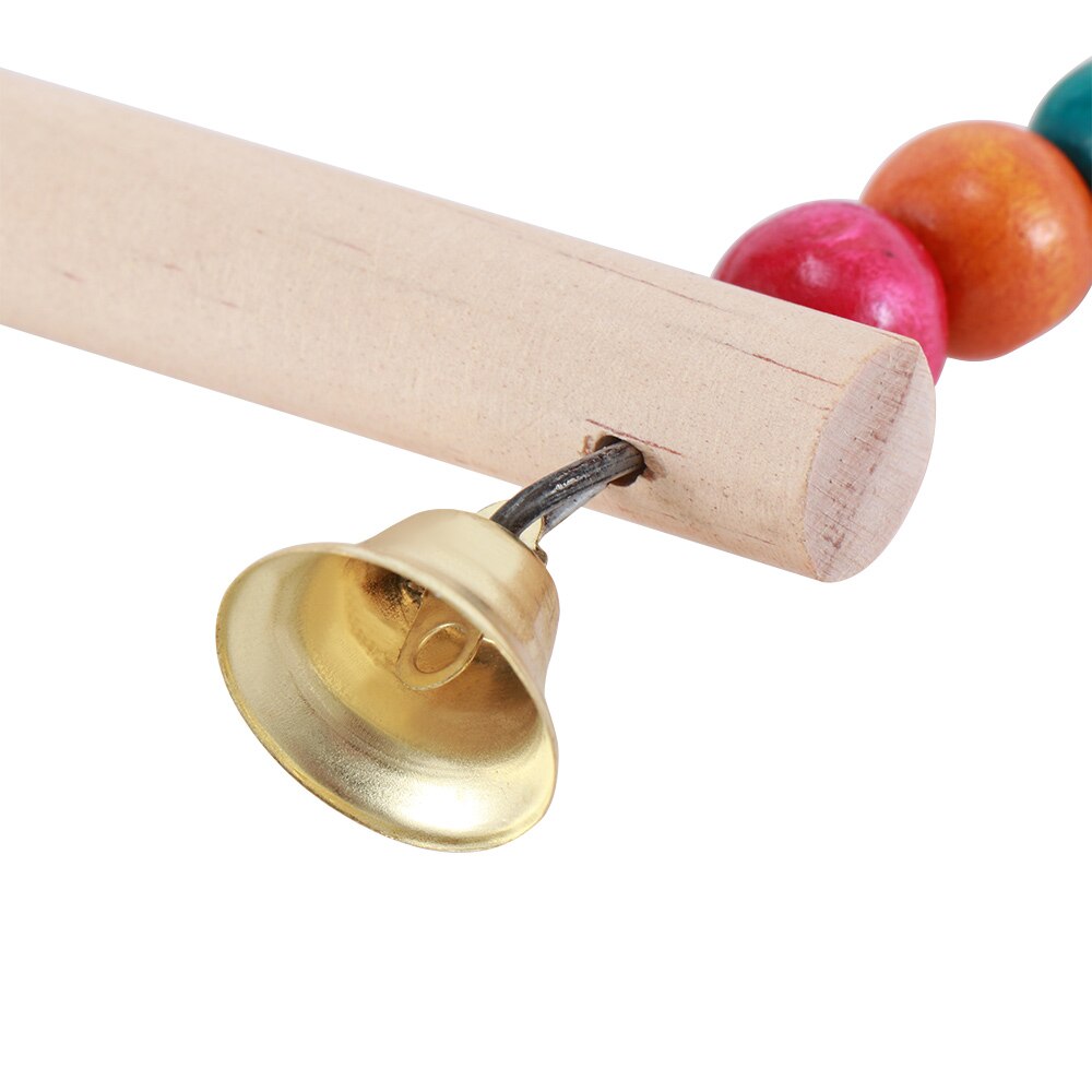 Natural Wooden Parrots Swing Toy Birds Perch Hanging Swings Cage With Colorful Beads Bells Toys Bird Supplies