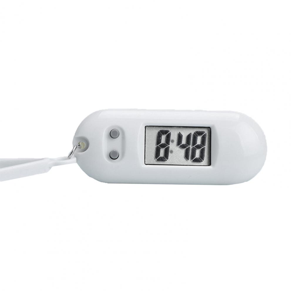 Electronic Clock Student Keychain Watch Silent LCD Digital Display Portable Student Exam Study Desktop Clock Keychain: WHITE