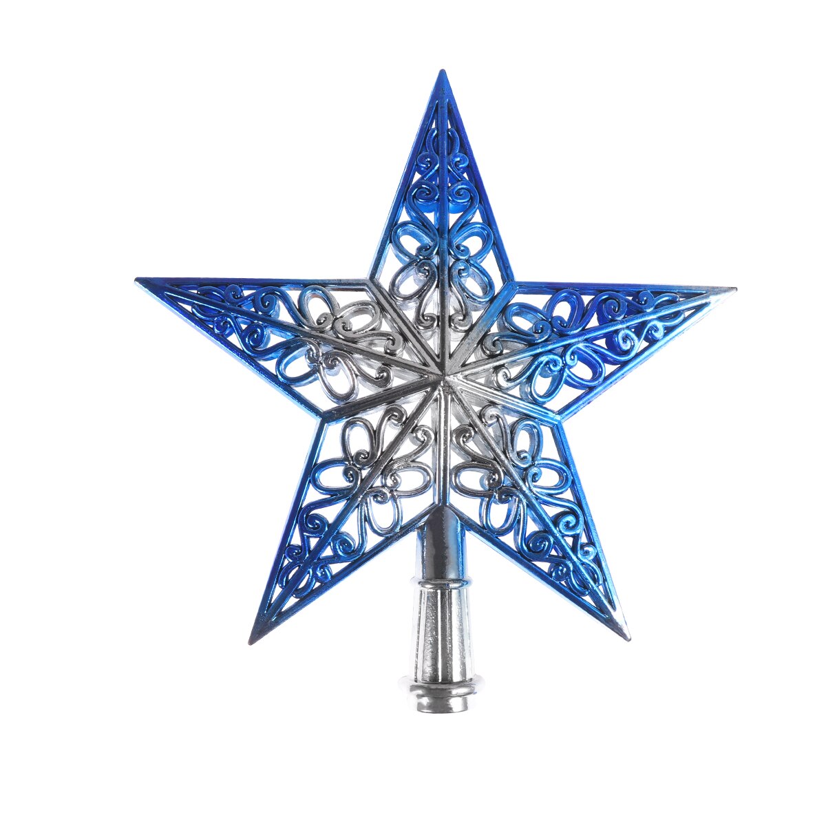 Hollowed-out Christmas Tree Top Sparkle Star Glittering Hanging Xmas Tree Topper Decoration Ornaments Home Decor Silvery Blue