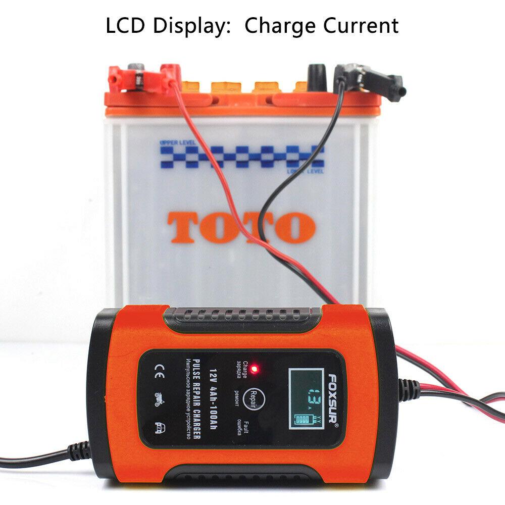 Beesclover Car Battery Charger 12V 5A Lcd Intelligente Auto Motorfiets Pulse Reparatie Batterij Lader Polariteit Bescherming R60