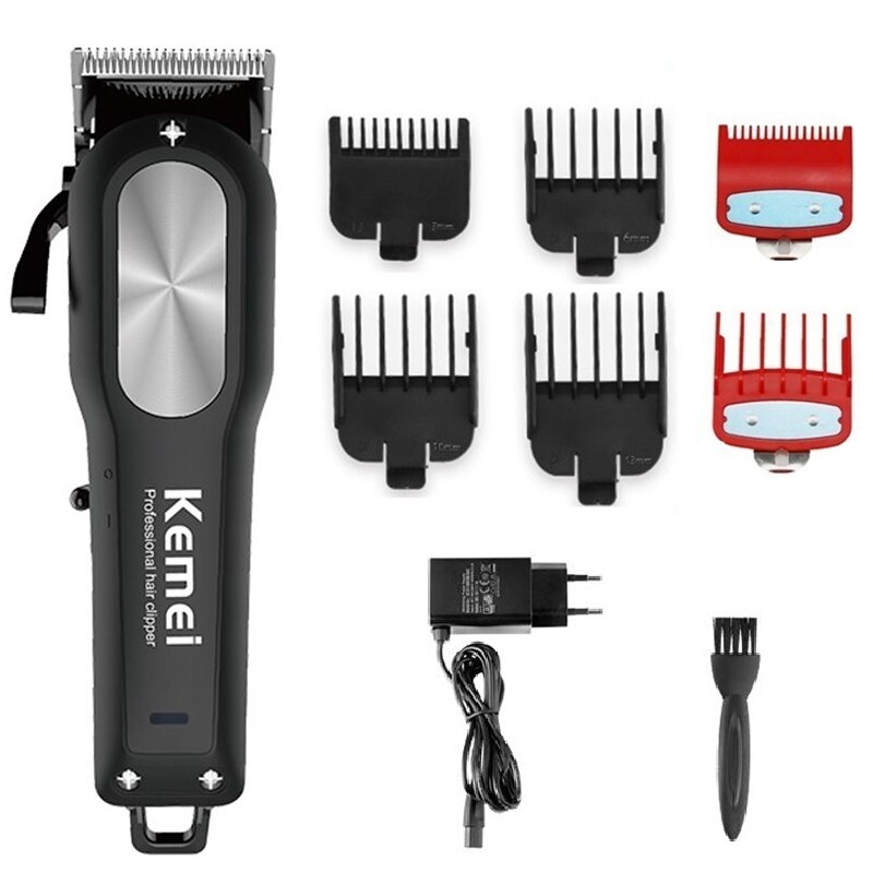 Precision hair clipper balding electric fade hair cutting machine haircut cord cordless beard hair trimmer for men: 6pcs guide combs