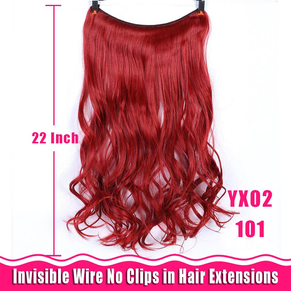 Lang krøllet/lige 24 tommer kvinder fish line hair extensions brun naturlig bølget lang høj temperatur fiber syntetisk hårstykke: Yx02-101