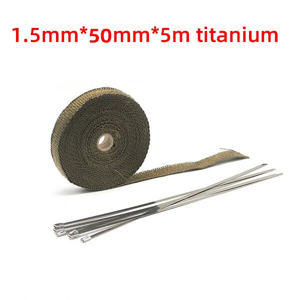 Exhaust Heat Wrap Thermal Tape Fiberglass Heat Wrap Manifold Insulation Roll Resistant with Stainless Ties 5cm*5M/10M/15M/20M: 5x5 Titanium