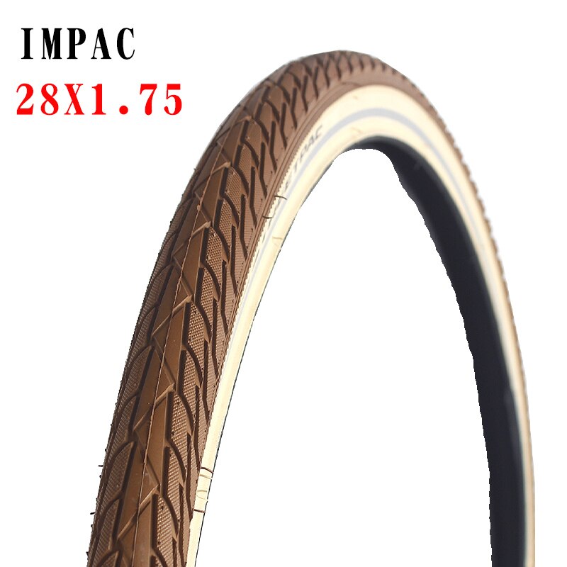 Cykeldæk impac 28 tommer 47-622 ståldæk 28 x 1.75 brun hudfarve kant reflekterende stribe cykeldæk
