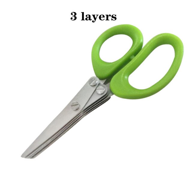 Cutter Tools for Kitchen 12.5CM Kitchen Multi-Layers Scissor Shredded Nori Chopped Scallion Herb Seaweed Spice Cutting Knife: 3 layers