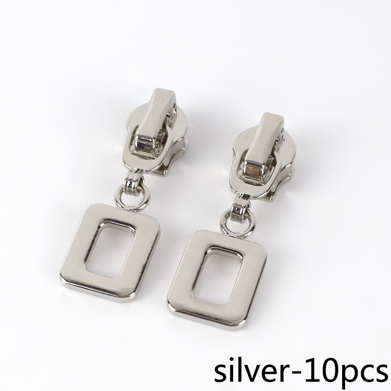 Deslizadores de cremallera para bolsillo deportivo, repuesto de Cremallera de nailon para reparación de cremallera, accesorios de ropa DIY, 5/7 #, 10/20 Uds.: silver-10pcs