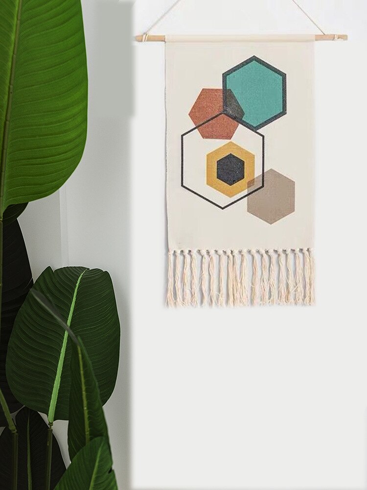 Tenture murale à motifs géométriques style Boho, accessoires de décoration pour la maison, coton et lin, tissé à la main, Art de la maison: H