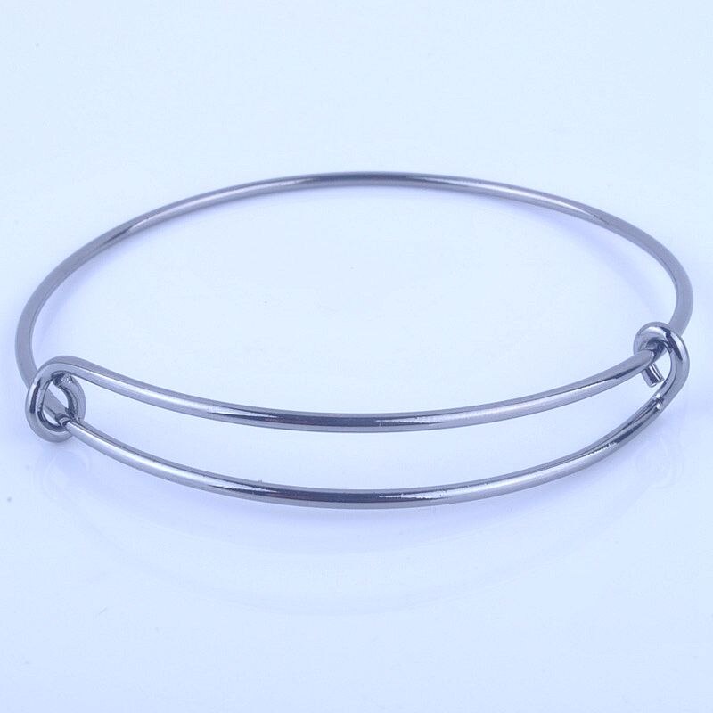 100pcs Metals Gold color Silver color DIY Bangle for Beads or Charms Adjustable Expandable Wire Bracelets Bangles: gun black plated