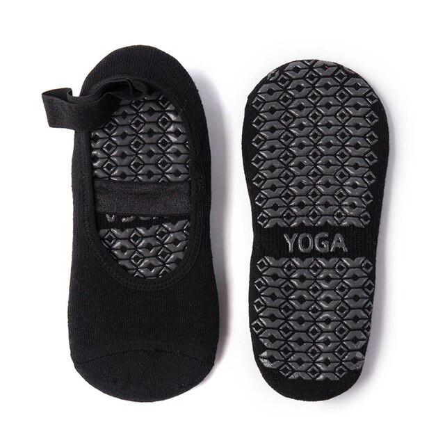 Antislip Grips Yoga Sokken Vrouwen Katoen Ballet Sokken Pilates Ademende Buik Ballet Dans Sokken Schoenen: 2-black