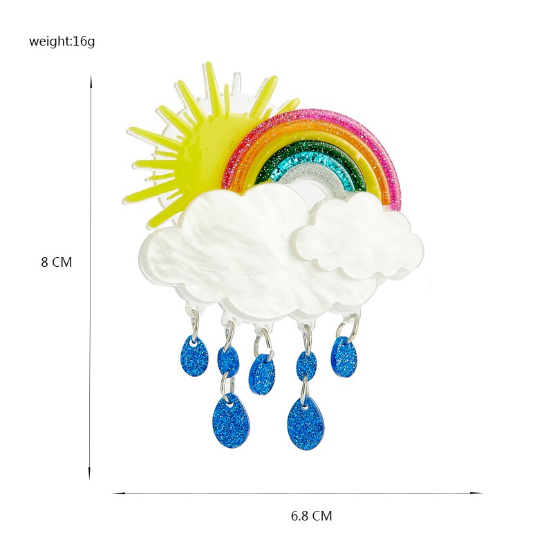 Meyrroyu 2022 Mode Acryl Rainbow White Cloud Hanger Broche Dames Overdreven Cartoon Leuke Badge Revers Broche Sieraden