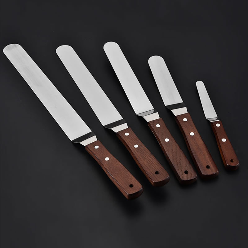 Upspirit Verschillende maten Cake Icing Spatel Rvs Blade Houten Handvat Straight Spatel Voor Batter Taart Boter Huis & Keuken