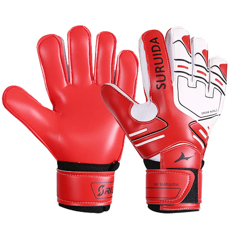 professionele voetbaluitrusting keepershandschoenen keepershandschoenen met vingerbescherming antislip en slijtage training: Rood / M