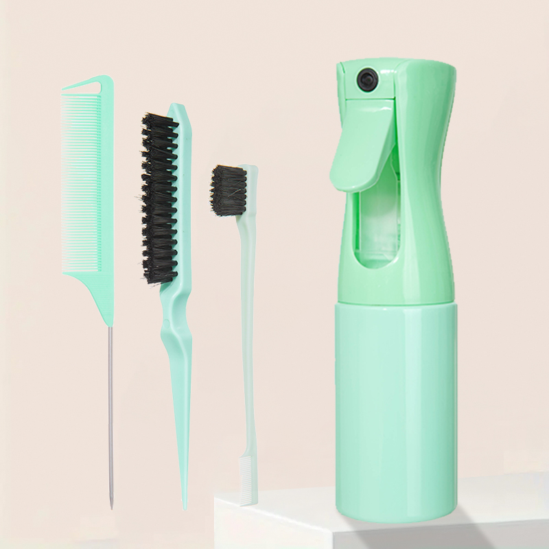 Juego de peines para peinar el cabello de 4 piezas: incluye cepillo para borde de cola de rata y cepillo negro liso, herramientas de peinado de peluquero para todo tipo de cabello: green