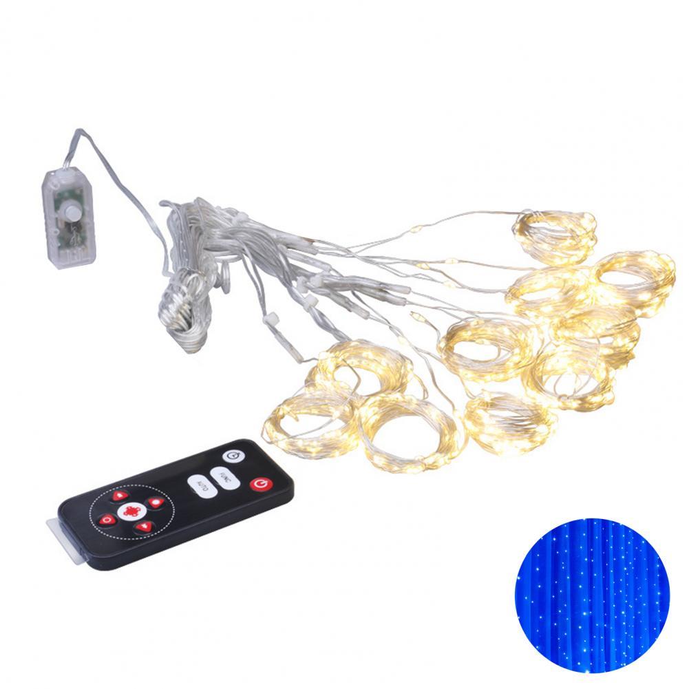 Guirlande lumineuse LED rideau étoilé avec télécommande, guirlande lumineuse décorative étanche: Bleu