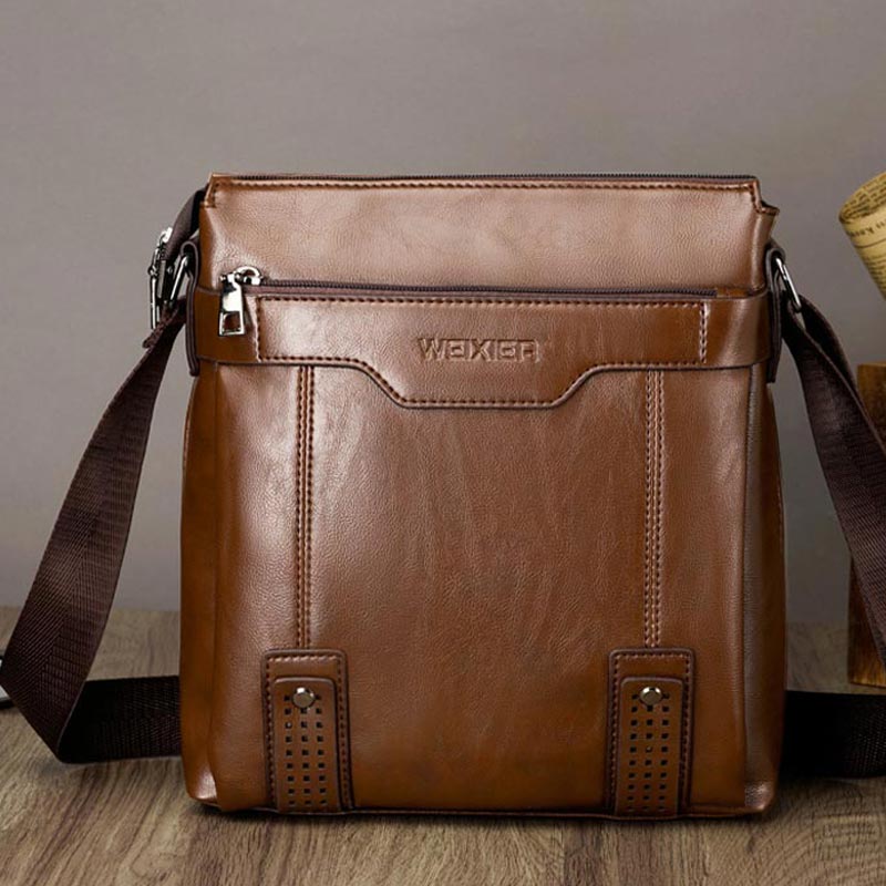 Sac à bandoulière en cuir à fermeture éclair pour homme, sacoche verticale de couleur unie, 2022