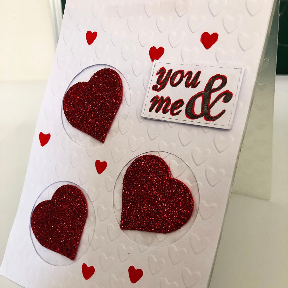 Hearts in chain plastic embossing folder for card making stationary paper crafts stencil cutting die background