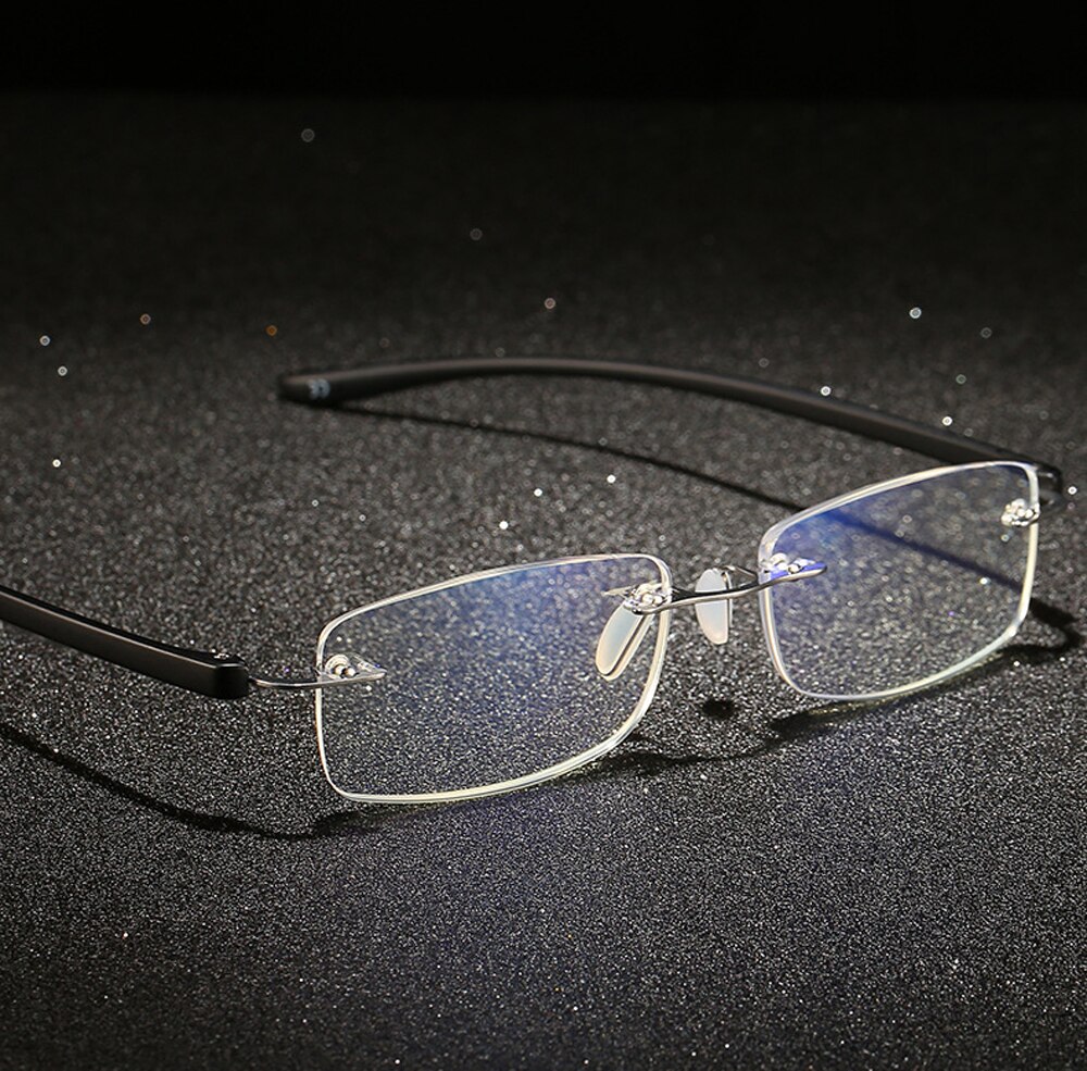 Kvinder mænd  tr90 ultralette kantløse kommercielle anti blu anti træthed diamong cut læse briller  +0.75 +1 +1.25 to +4