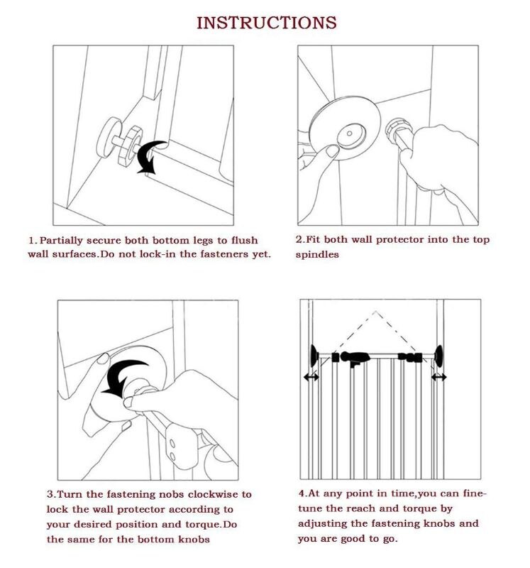 Pressure Mounted Baby Gates Threaded Spindle Rods,4Pcs Spindle Screw Mounted Bolts Kit for Stair Gates Dog Gate