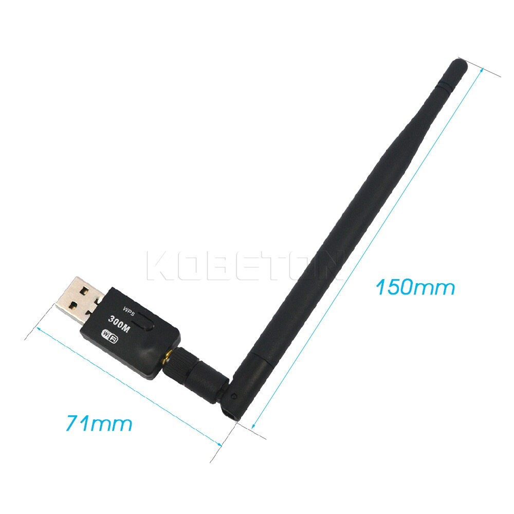 KEBETEME haute vitesse 300 Mbps Mini sans fil USB WiFi adaptateur carte lan avec antenne externe et bouton de fonction WPS pour ordinateur portable