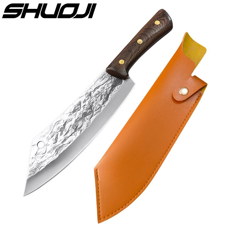 Forge Boning Knife Japanese Full Tang Handle Knife Handmade Steel Kitchen Boning Knives Chef Slicing Utility Santoku Cleaver: Type 3 with Sheath