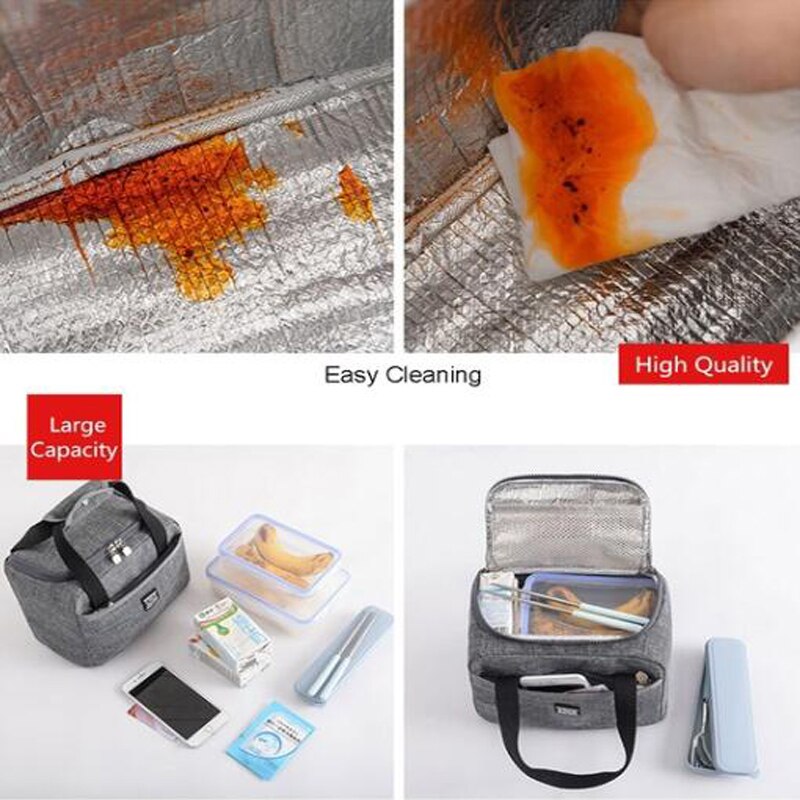 Portable Thermal Insulated Lunch Box Tote Cooler Handbag Bento Pouch Dinner Container School Food Storage Bags