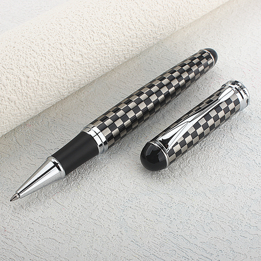 JINHAO 126 Luxury Pure Silver Rollerball Pen Metal Steel Ballpoint Pens with Case Office Supplies: Yellow