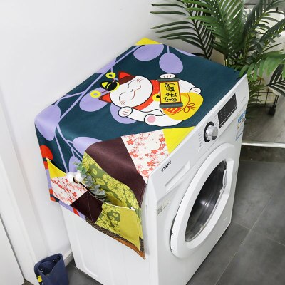 Japanse Stijl Lucky Cat Eenvoudige Wasmachine Deksel Waterdicht Koelkast Deksel Magnetron Stof Doek Handdoek Cover: 01