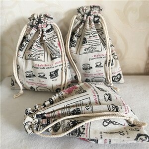 Yile katoenen linnen trekkoord multifunctionele organizer tas feesttas geïllustreerde engelse krant  n8502-2: L 3225cm