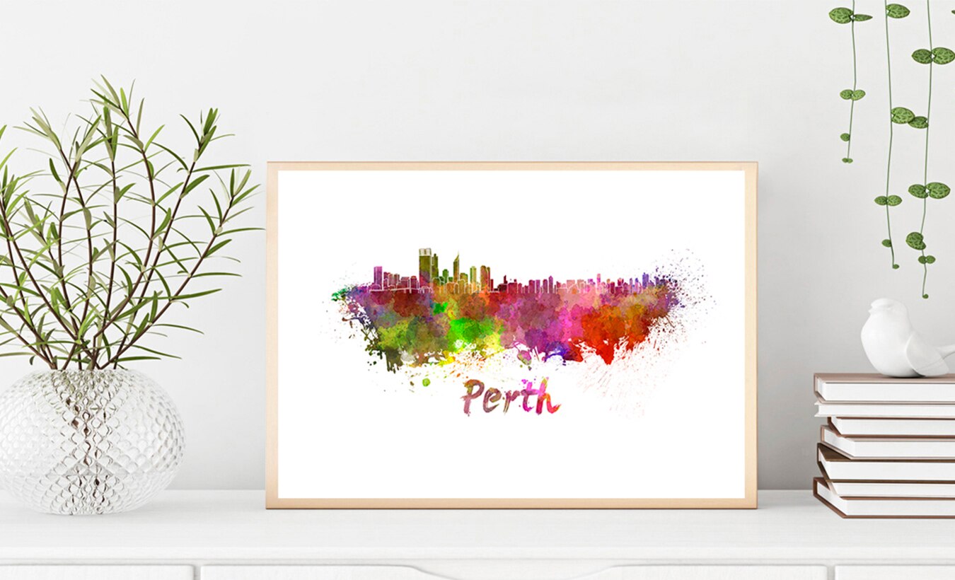 Perth Skyline Poster-Art Print Home Decor Monumenten Stad-Wall Art Poster Reizen Landschappen