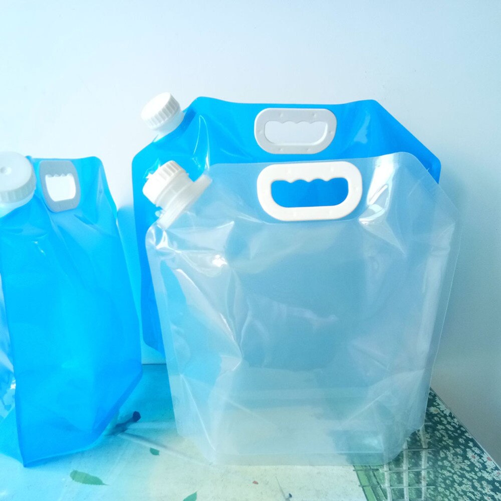 4 stück 5l outdoor-wasserbeutel mit großem fassungsvermögen, tragbarer, faltbarer trinkwasserbeutel, zusammenklappbarer wassertankbehälter, platzsparendes wasser