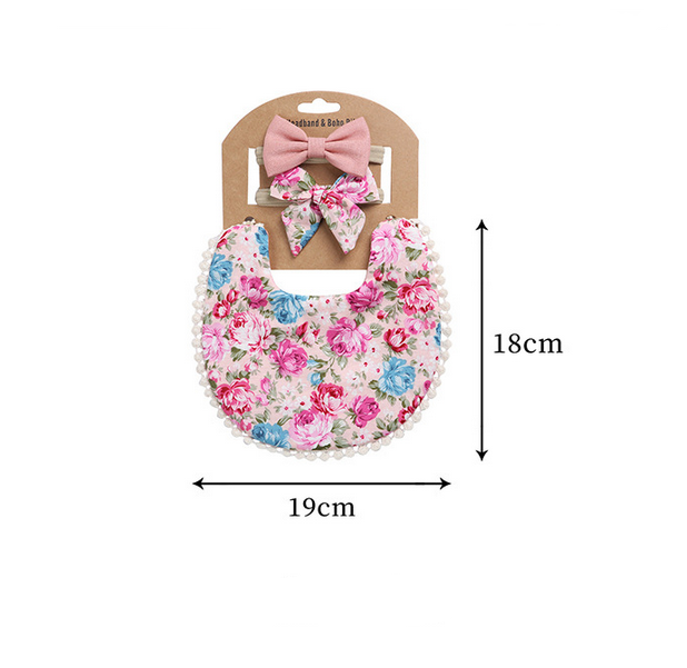 Baby Slabbetjes + Baby Hoofdbanden Set Katoen Bloemenprint Kant Burp Doeken Voor Baby Baby Spullen Pasgeborenen Baby Accessoires