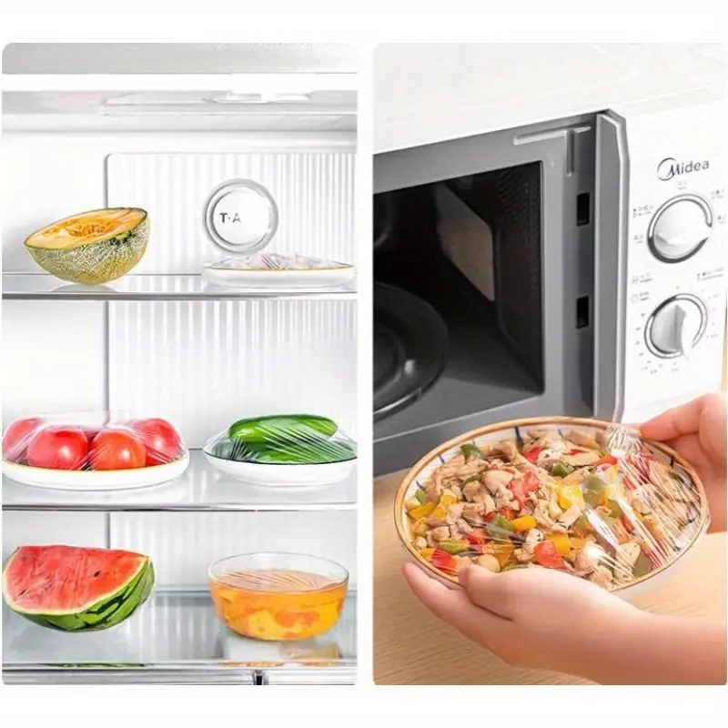 Cubierta desechable reutilizable para alimentos, envoltura de plástico, tapas elásticas duraderas para alimentos para tazones, cubiertas de platos elásticos para cocina, bolsa de ahorro de alimentos