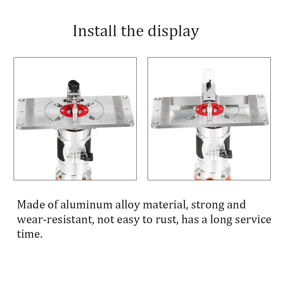 Aluminum Alloy Router Table Insert Plate Trimming Machine Engraving Tool Flip Board with 4 Rings for Woodworking Milling plate