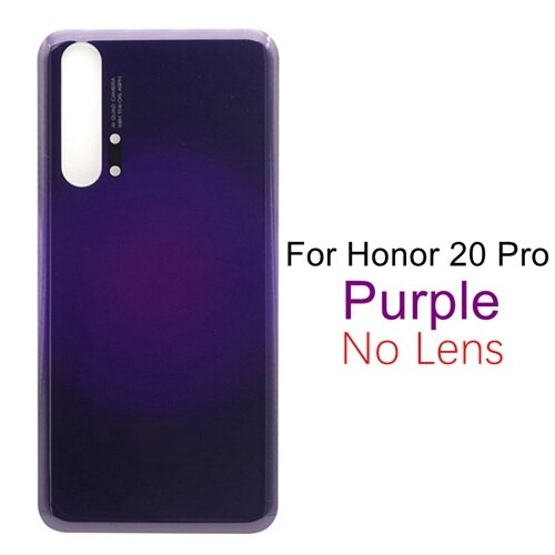 Back Glass Cover Voor Huawei Honor 20 Batterij Cover Achterdeur Behuizing Case Window Back Panel Voor Honor 20 Pro batterij Cover: 20Pro-Purple No Lens