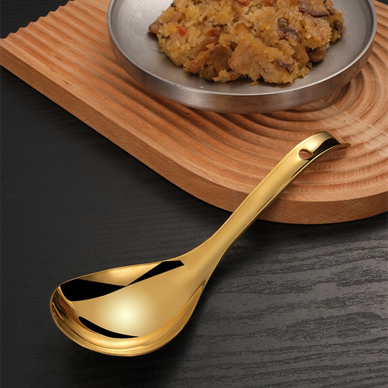 Cuchara para sopa de arroz, cucharón grande de acero inoxidable, vajilla para servir, utensilios de cocina para accesorios de cocina