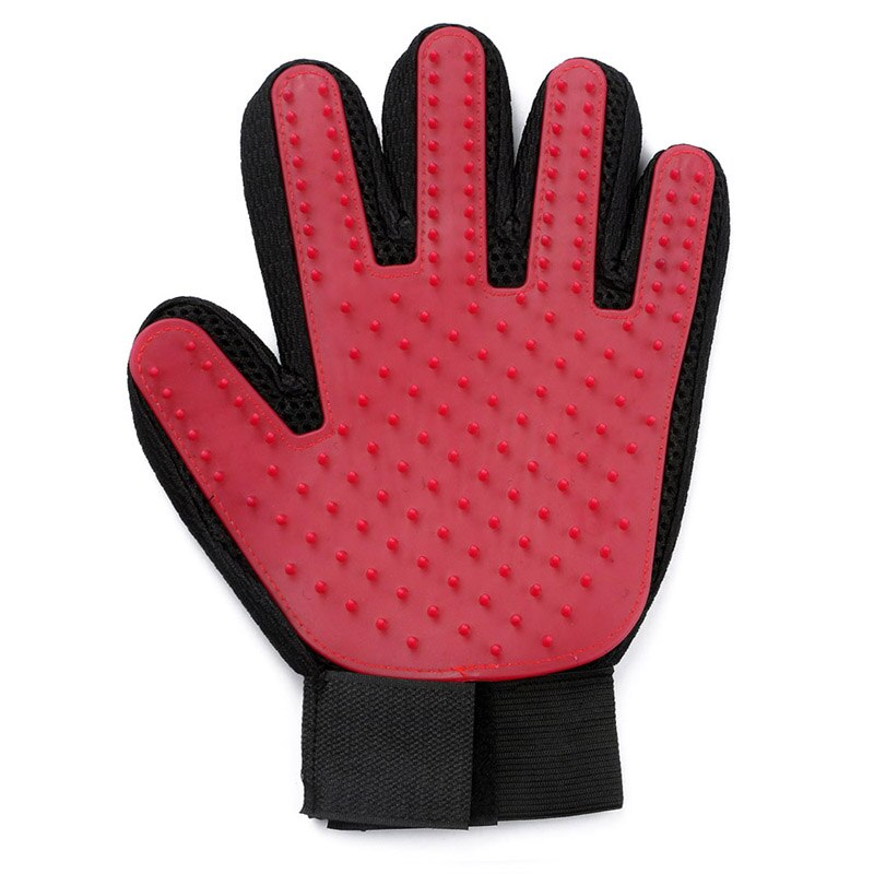 Hund Pflege Handschuh Katze Wolle Handschuhe Haustier Haar Entfernung Deshedding Pinsel Kamm Haustier Hunde Katzen Sauber Massage Haar Entferner Präparierte pinsel: RedLeft
