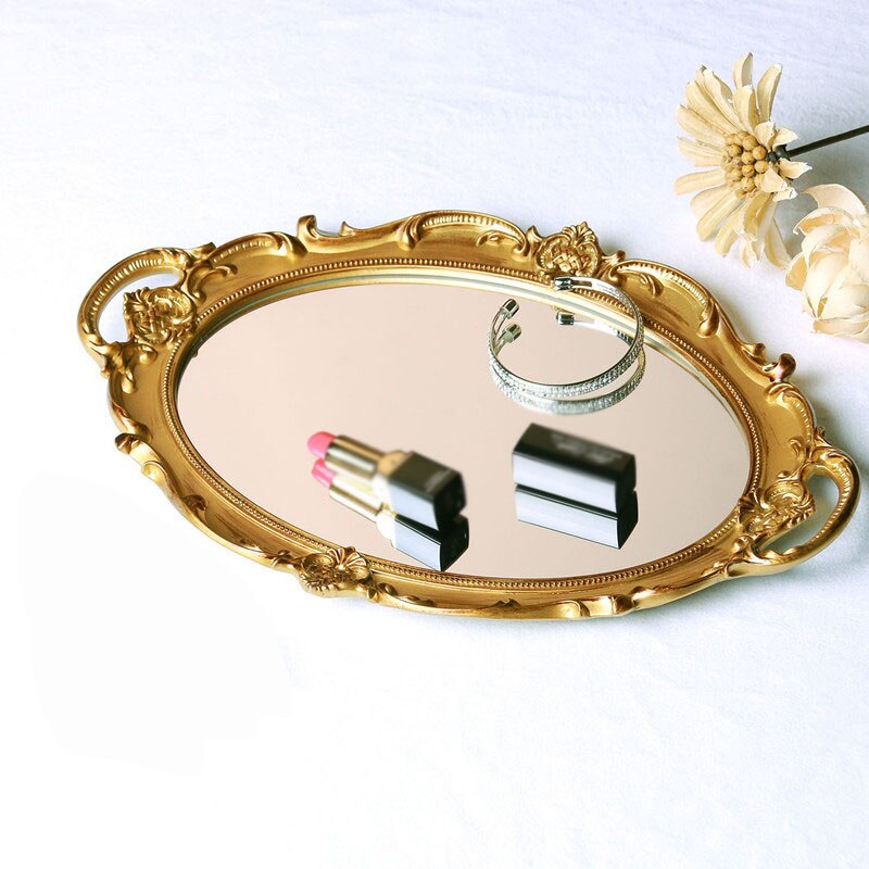 Französisch Kunst retro Spiegel Tablett Luxus Palast Stil Schmuck Kosmetik Ablage Ornamente Tee Tasse Lebensmittel Lagerung Fach hoch-endgifts