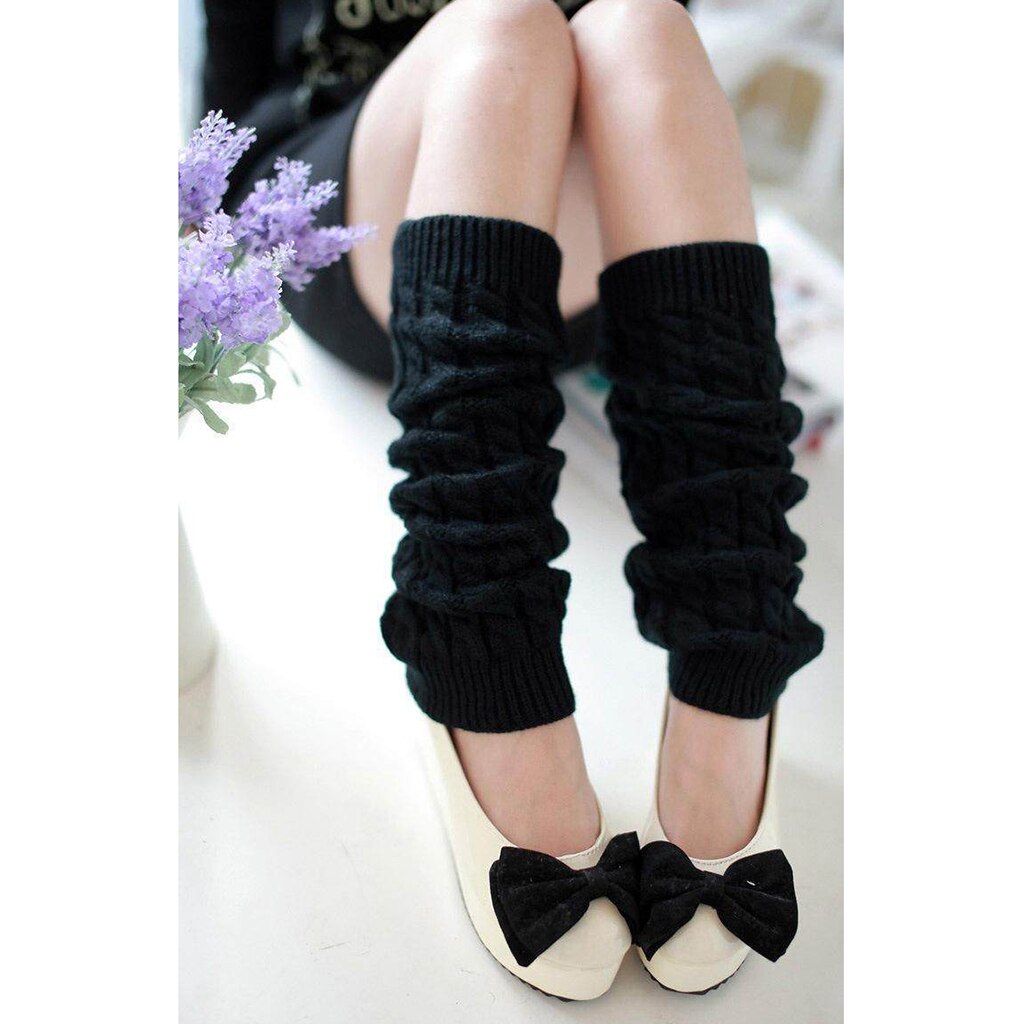 Scaldamuscoli invernali da donna stivali lunghi sopra le calze al ginocchio: nero