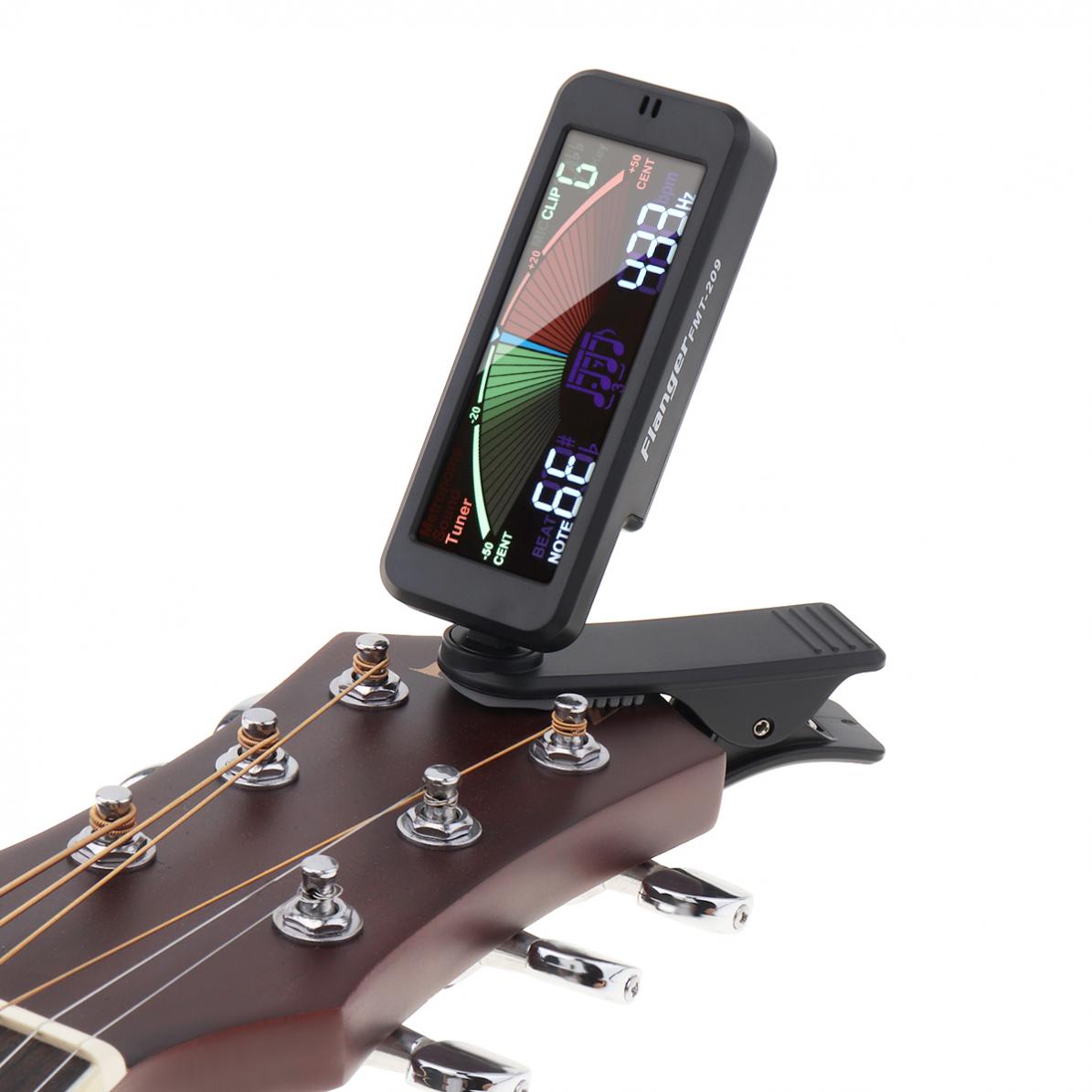 3 IN 1 Black Guitar Tuner Large LCD Screen Metronome Generator with Clip for Chromatic Guitar Bass Ukulele Violin