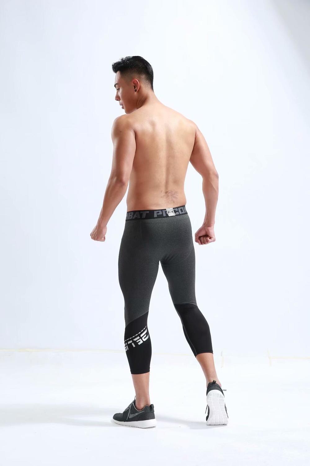Mannen Running Tights Sport Leggings Sportkleding Compressie Oefening Base Laye Broek Jogger Fitness Gym Basketbal Shorts 3/4