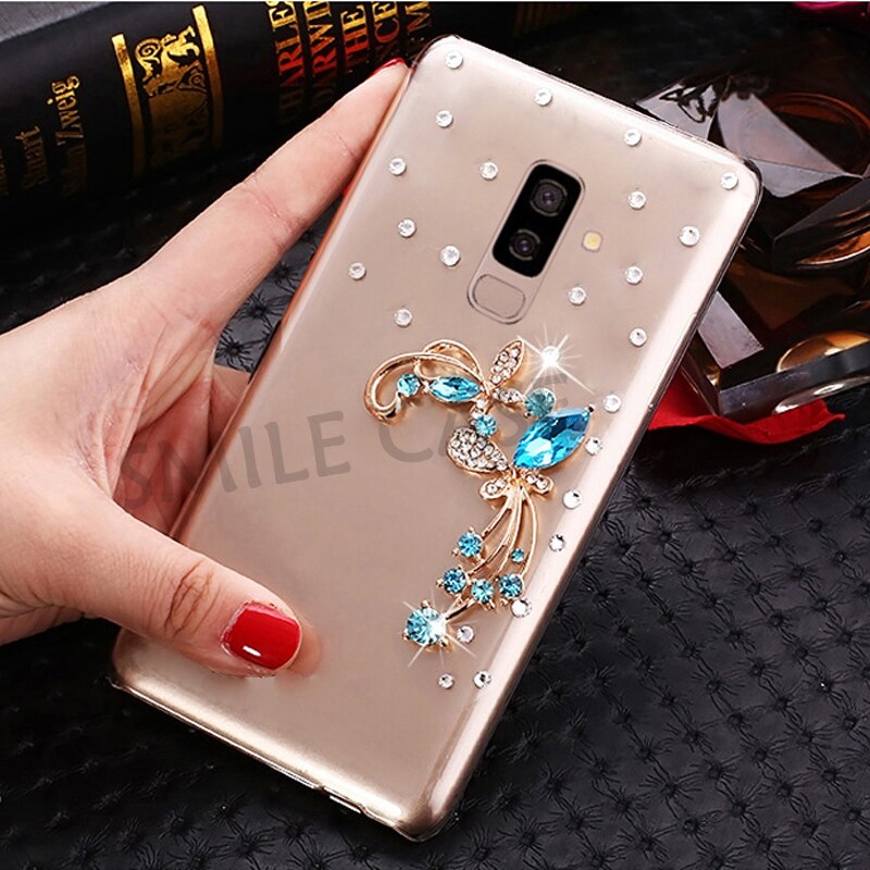 Sourire étui pour samsung galaxy J8 Funda 6.0 pouces clair en plastique strass étui pour samsung galaxy J8 couverture Capa