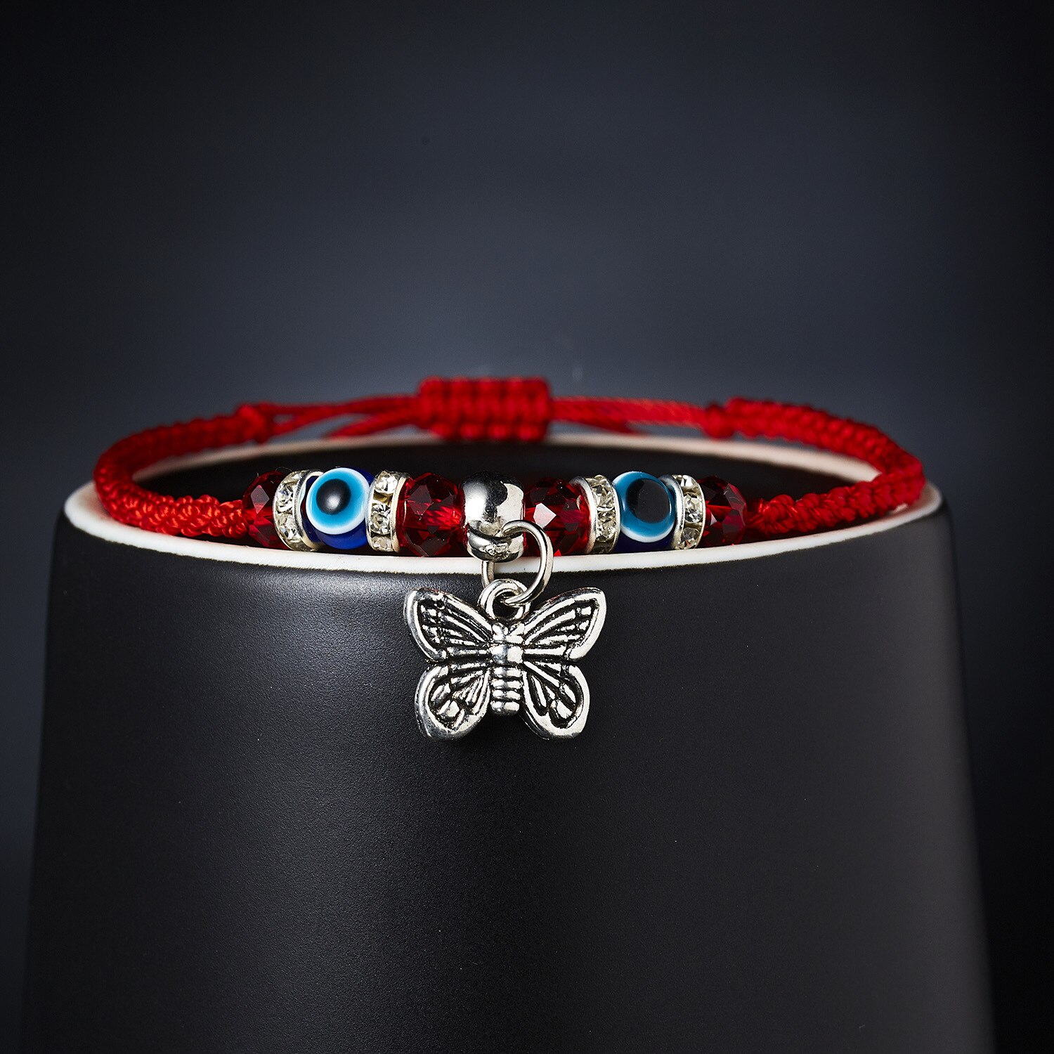 Kreative neue hand-woven glück red string armband für damen und männer mit blauen augen runde perlen armband schmuck: 7