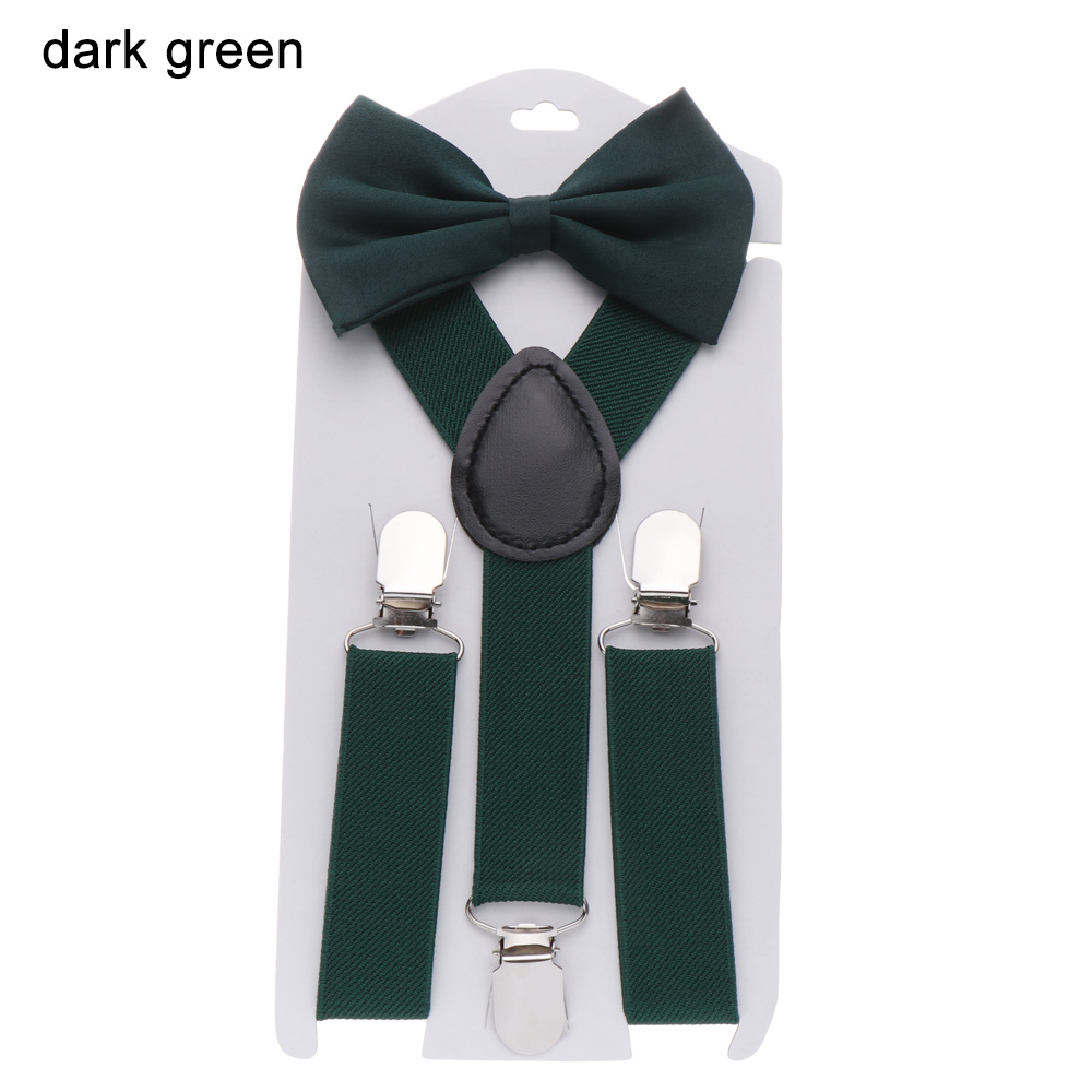 Kids Elastic Suspenders Bow Tie set Matching Tuxedo Suit Unisex Boy Girl Bowtie Wedding Costume Adjustable Y-Back Brace Belt: Dark Grey