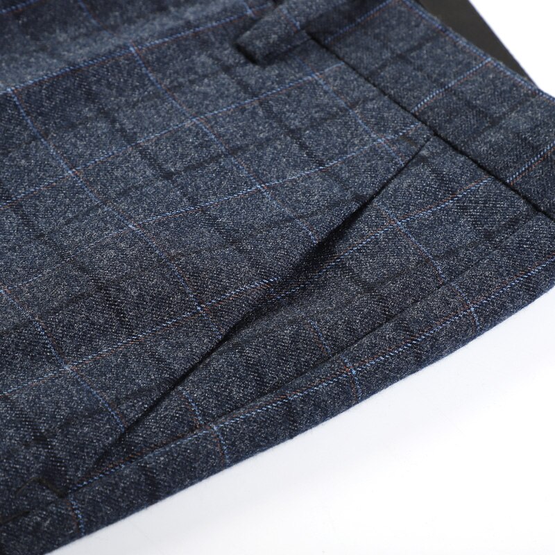 Syksyn miesten ruudullinen pukuhousut iso koko 29-38 business casual -housut laivastonsiniset harmaat housut miehille