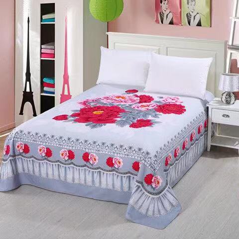 1pc fleur ponçage doux mariage drap de lit grande taille 245x245cm plat drap de lit épaissir double drap de lit pas de taie d'oreiller